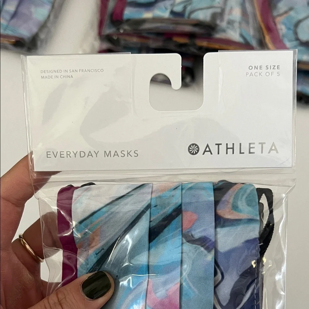 athletes everyday mask, blue marble print and assorted colors 5pk, one size